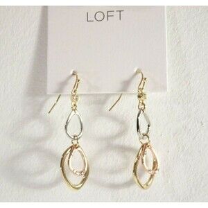 NWT Ann Taylor Loft Women's Tri Color Cut Out Crystal Drop Earrings NWT 29.50